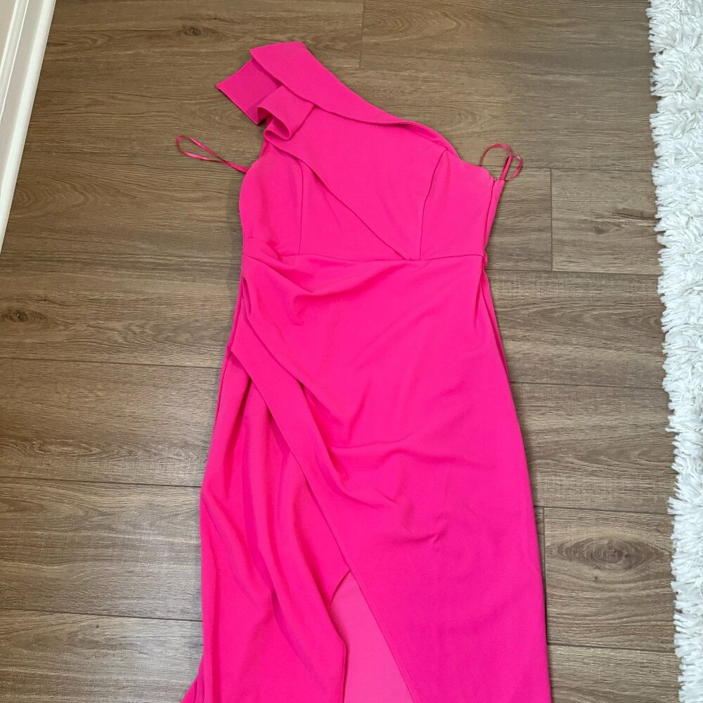 Bright Pink Off-the-Shoulder Dress